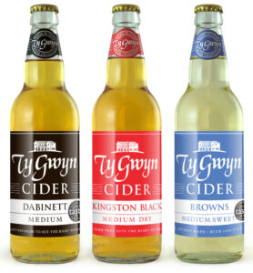 Bottles of Ty Gwyn Cider