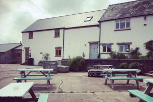 Outdoor seating at the Ty Gwyn Cider bar