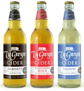 Bottles of Ty Gwyn Cider