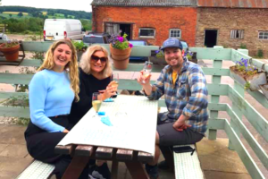 Happy cider lovers at the Ty Gwyn Cider shop