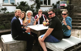 Happy cider lovers at the Ty Gwyn Cider shop