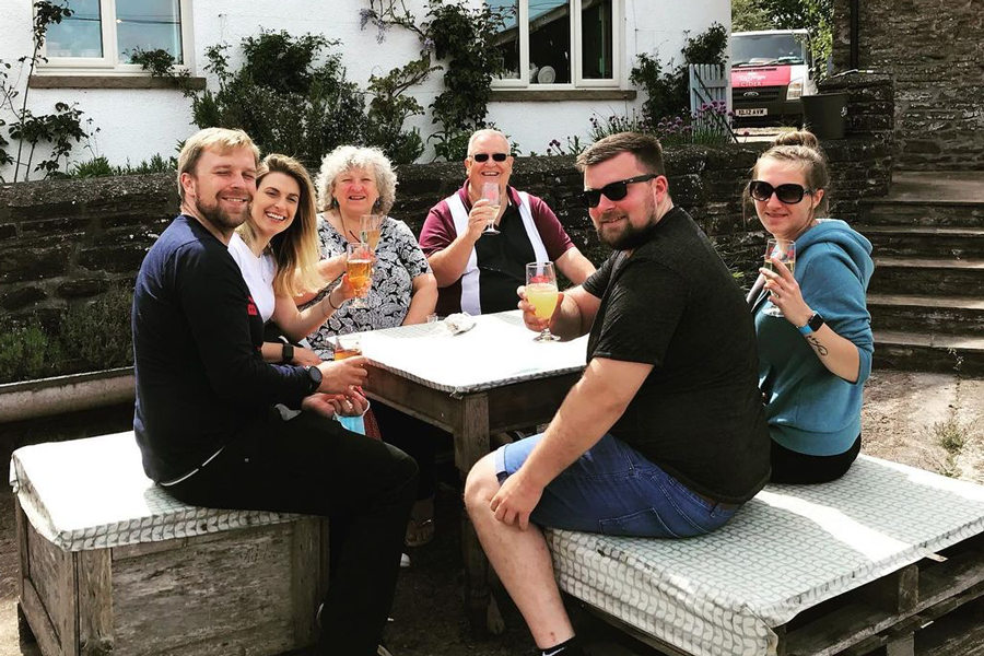 Happy cider lovers at the Ty Gwyn Cider shop