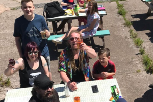 Happy cider lovers at the Ty Gwyn Cider shop