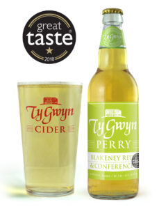 Bottle and pint of Ty Gwyn Perry