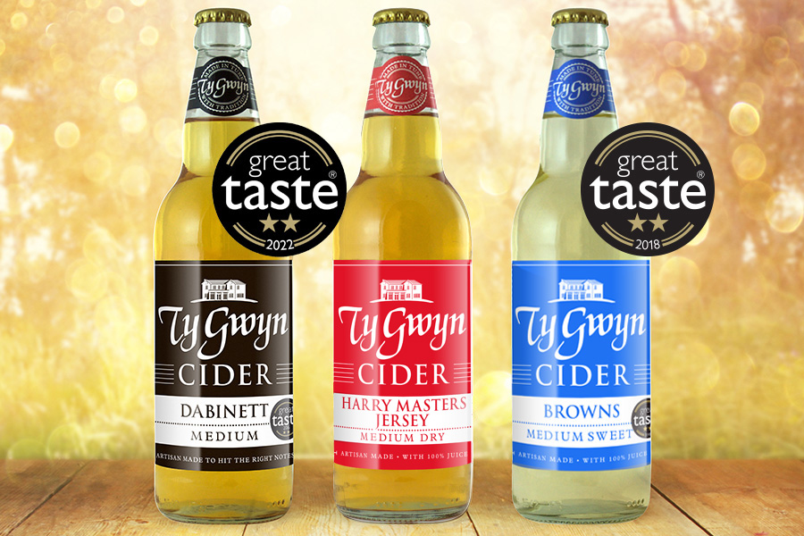 Ty Gwyn Cider bottled ciders with Great Taste awards